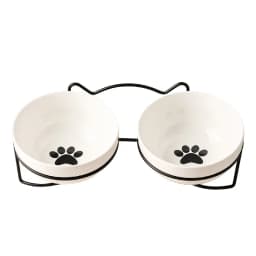 Ceramic Cat Bowl Cat Food Bowl Dog Bowl Drinking Water Bowl Food Bowl Cervical Protection Pet Supplies Ceramic Double Cat Bowl