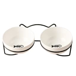 Ceramic Cat Bowl Cat Food Bowl Dog Bowl Drinking Water Bowl Food Bowl Cervical Protection Pet Supplies Ceramic Double Cat Bowl