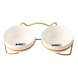 Ceramic Cat Bowl Cat Food Bowl Dog Bowl Drinking Water Bowl Food Bowl Cervical Protection Pet Supplies Ceramic Double Cat Bowl