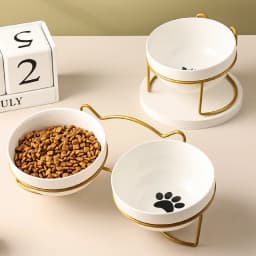 Ceramic Cat Bowl Cat Food Bowl Dog Bowl Drinking Water Bowl Food Bowl Cervical Protection Pet Supplies Ceramic Double Cat Bowl