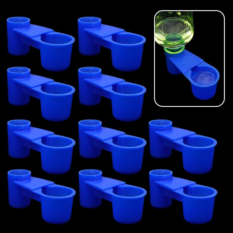 5/10/20Pcs Bird Quail Drinker Cups Water Bottle Cup Cat Chicken Pigeon Parrot Hamster Double Nozzle Water Guide For Bird Tools