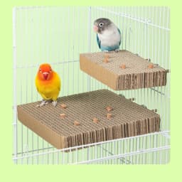Bird Paper Parakeet Shredding Chewing Toys with Cork Parrot Perch Platform Conure Foraging Toys Small Birds Cage Accessory S/L