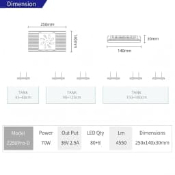 Week aqua Z250 Pro Lighting for 45 - 60cm Freshwater Aquariums - Full Spectrum APP Controlled Fish Tank LED Light