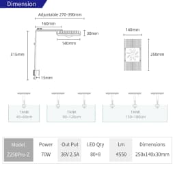 Week aqua Z250 Pro Lighting for 45 - 60cm Freshwater Aquariums - Full Spectrum APP Controlled Fish Tank LED Light