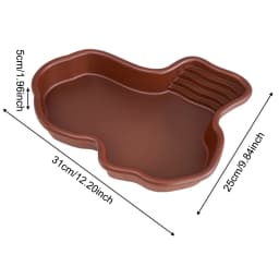 Turtle Water Dish With Anti-Slip Imitation Rock Ladders Food Water Bowl For Bearded Dragon Lizards Gecko Small Pet Supplies