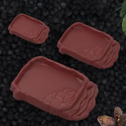 Turtle Water Dish With Anti-Slip Imitation Rock Ladders Food Water Bowl For Bearded Dragon Lizards Gecko Small Pet Supplies