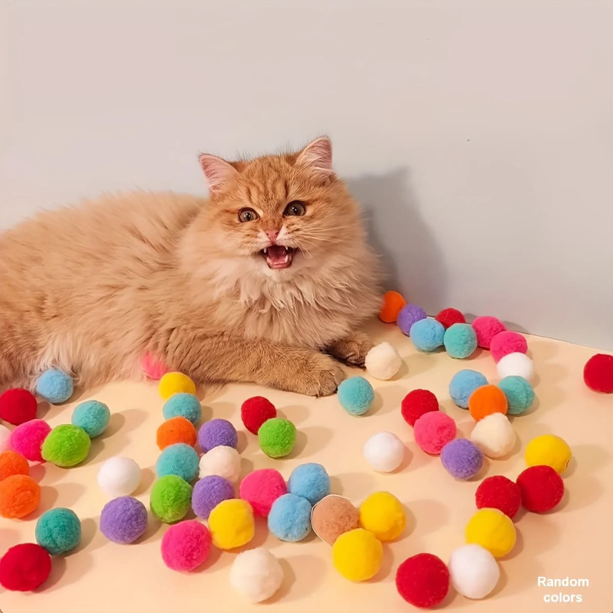 100pcs Pet Plush Ball Cat Teaser - Mute Toys For Cat Interactive Supplies - For Cats & Entertainment - Great Gift for Cat Lovers