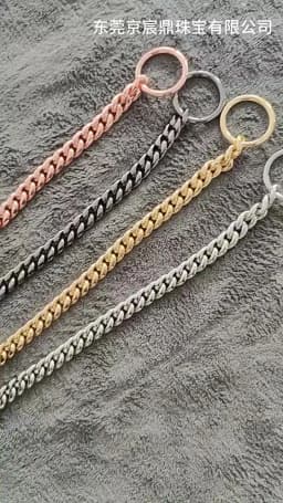 Golden Stainless Steel Dog Necklace P Chain Titanium Steel Dog Collar for All Stage Dog Breeds for Pet Training