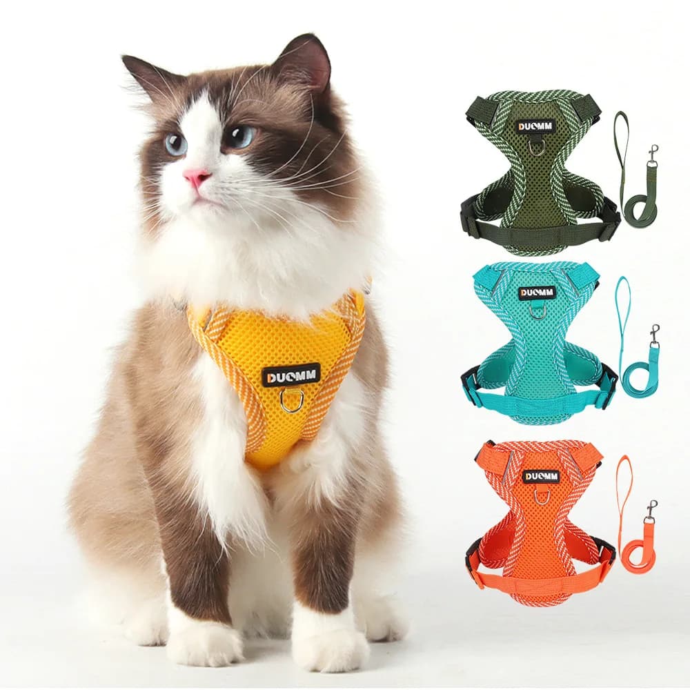 Cat Harness Dog Leash Breathable Mesh Spring Summer Pet Supplies Reflective Outdoor Walk Soft Cat Comfortable Puppy Harness