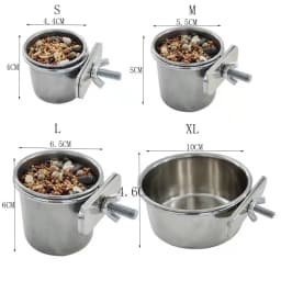 Pet Birds Hanging Cage Bowl Dish Cup Anti-turnover Stainless Steel Feeding Food Drinking Feeder for Parakeet Lovebird Finches