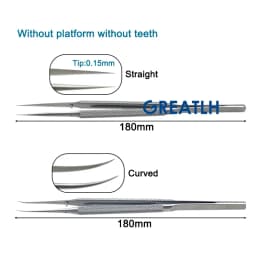 GREATLH Autoclavable Ophthalmic Microsurgical Forceps Tweezers 0.15mm 0.3mm Tip Stainless Steel Ophthalmic Micro Instruments
