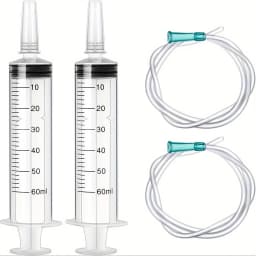 60ml Plastic Syringe with Tube Measuring Barrel, Liquid Syringe with Cap for Liquid Oil Absorption, Pet Feeding Syringe