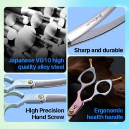 Fenice Advanced 6.5/7.0 Inch JPVG10 Steel Colorful Pet Dog Grooming Shears Cuting/Curved Scissors with High Quality Alloy Handle