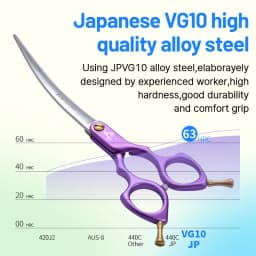 Fenice Advanced 6.5/7.0 Inch JPVG10 Steel Colorful Pet Dog Grooming Shears Cuting/Curved Scissors with High Quality Alloy Handle
