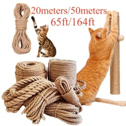 65ft/164ft Natural Sisal Rope Cat Scratch Guards Rope Tree Scratching Twine DIY Toy Paw Claw Furniture Protector Scratching Post