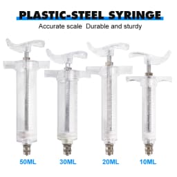 10/20/30/50ml Transparent Syringes Adjustable Dose with 10pcs 304 Stainless Steel Needle Farm Livestock Animal Dispensing Tools