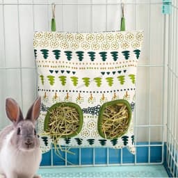 2/3 Holes Hanging Hay Bag with Hooks, Cute Watermelon Strawberry Feeder Dispenser for Rabbits Guinea Pigs Small Animals Cage Acc