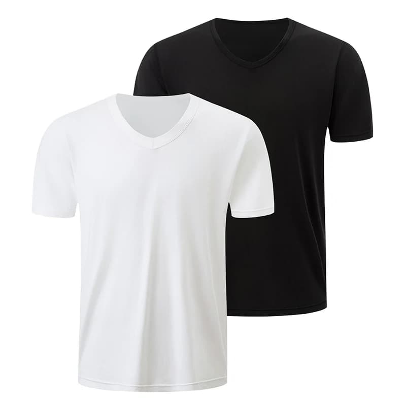 1/2/3 Pcs Men's Solid Color Casual Small White T Youth Loose Joker Classic V-neck Comfortable Short Sleeve Simple Fashion T-shir