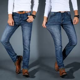 Men Fashion Straight Jeans Men 2025 New Stretch Slim Fit Pants Comfortable Soft Business Denim Trousers Male Brand Clothing