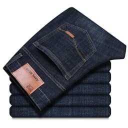 Men Fashion Straight Jeans Men 2025 New Stretch Slim Fit Pants Comfortable Soft Business Denim Trousers Male Brand Clothing
