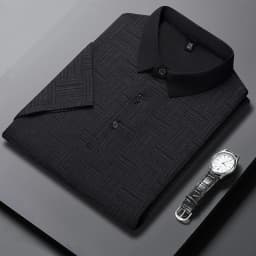 2026 Men's New Printed Business Casual Short sleeved POLO Shirt Fashion Short sleeved Comfortable and Breathable Top