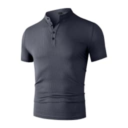 Men's Business Casual Short Sleeve POLO Shirt Bone Flower Solid Color Breathable Comfortable Fashion Summer Versatile Top