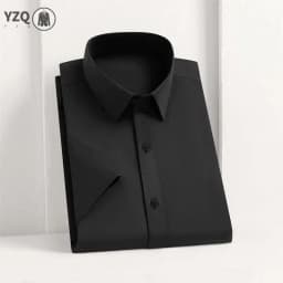 Men's Business Casual Solid Color Short Sleeve Shirt Summer Fashion No Ironing Comfortable Versatile Top for Men
