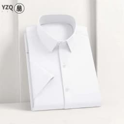 Men's Business Casual Solid Color Short Sleeve Shirt Summer Fashion No Ironing Comfortable Versatile Top for Men