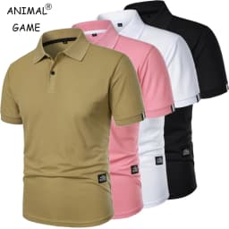New Solid Color Polo Shirt Men's Short Sleeve Button Tshirts Lapel Lightweight Streetwear Sport Casual Tops