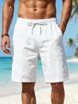 New Summer Linen Breathable Loose Straight-Leg Casual Five-Point Mid-Length Shorts for Men, Versatile for Home Wear and Vacation