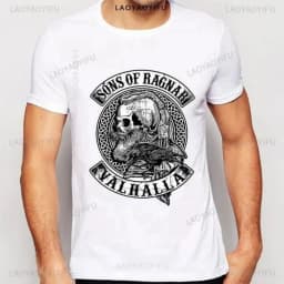 American Skull Print Pattern Men's Soft and Breathable Round Neck T-Shirt Suitable for Outdoor Leisure Shopping Wear