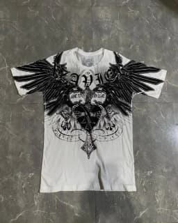 European and American men's summer Gothic angel wing skull print soft and breathable round neck T-shirt outdoor street top