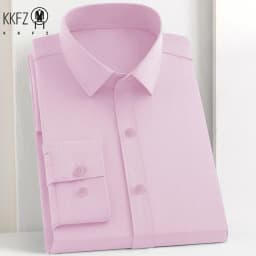 Men's Business Casual Long Sleeve Shirt Solid Color Wrinkle Resistant Comfortable All-Season Versatile Top