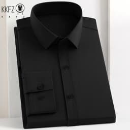 Men's Business Casual Long Sleeve Shirt Solid Color Wrinkle Resistant Comfortable All-Season Versatile Top