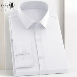 Men's Business Casual Long Sleeve Shirt Solid Color Wrinkle Resistant Comfortable All-Season Versatile Top