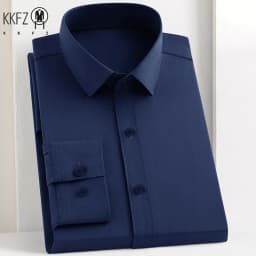 Men's Business Casual Long Sleeve Shirt Solid Color Wrinkle Resistant Comfortable All-Season Versatile Top