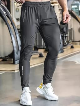 Men's High Elastic Zipper Pocket Trousers Lightweight Drawstring Sports Pants Gift Mens Sweatpants Fishing Vintage Football Man