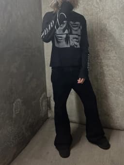 Dark Style Street Punk Unisex Long Sleeved Shirt with Retro Millennium Print T-Shirt