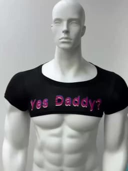 Short Sleeve Crop Top Men Sexy Scoop Neck T Shirts Summer Y2k Yes Daddy Printed Letters Man Clothes Tops Party Costume
