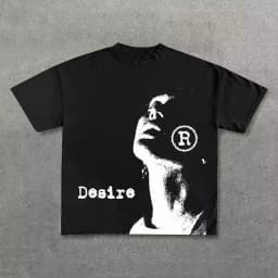 Vintage 2026 Desire Graphic Print Cotton T-Shirt Men Y2K Summer Short Sleeves Vintage Oversize Tshir