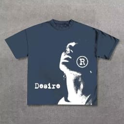 Vintage 2026 Desire Graphic Print Cotton T-Shirt Men Y2K Summer Short Sleeves Vintage Oversize Tshir