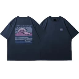American Retro Pattern Printed Short-sleeved Crew Neck Cotton T-shirt Unisex Top Casual Loose Fashion Streetwear Top