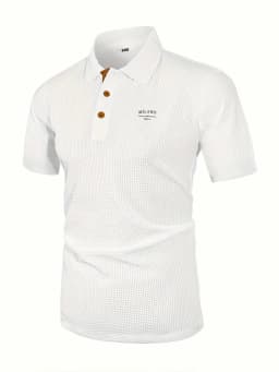 MILANO ITALIA Men's Textured Polo Shirt with Contrast Placket and Buttons