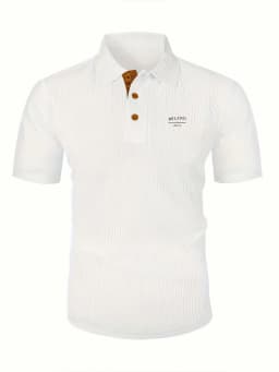 MILANO ITALIA Men's Textured Polo Shirt with Contrast Placket and Buttons