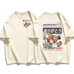 Japanese Streetwear T-shirt Men Koi Fish Soy Sauce Print Casual Women Short Sleeve Tee Summer 2025 Anime Fashion Y2k Clothes