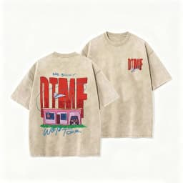 2026 Vintage Washed Beige T Shirt Bad Bunny DTMF World Tour Graphic Tee Unisex Casual Streetwear