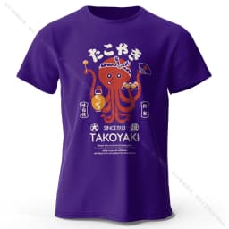 Japanese Octopus Chef Printed 100% Cotton T-Shirt, Soft & Breathable Round Neck Short Sleeve Tee, Unisex Fun & Cultural Style