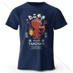 Japanese Octopus Chef Printed 100% Cotton T-Shirt, Soft & Breathable Round Neck Short Sleeve Tee, Unisex Fun & Cultural Style