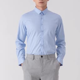 New Men's Solid Color Business Shirt Formal Fashion Thin Classic Basic Casual Slim White Long Sleeve Social Shirt Men Clothes