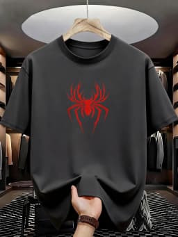Summer Casual Sports Loose T-shirt Men's and Women's Simple spider Printed Round-neck Short-sleeved Top